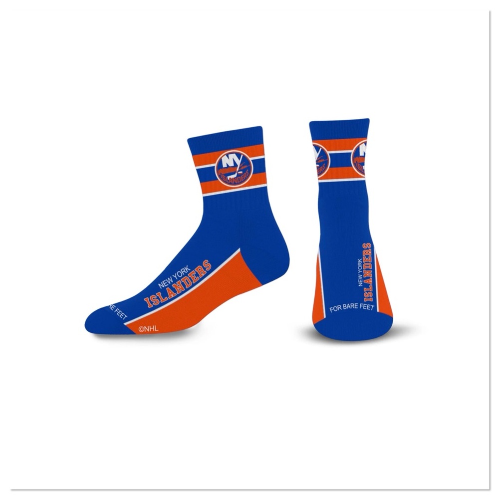 For Bare Feet Lil Deuce NHL New York Islanders Blue & Orange Crew Socks